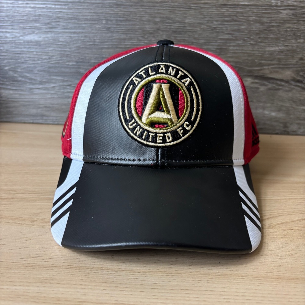 Atlanta United FC Hat Cap Strap Back Black Red Soccer MLS Faux Leather Adidas